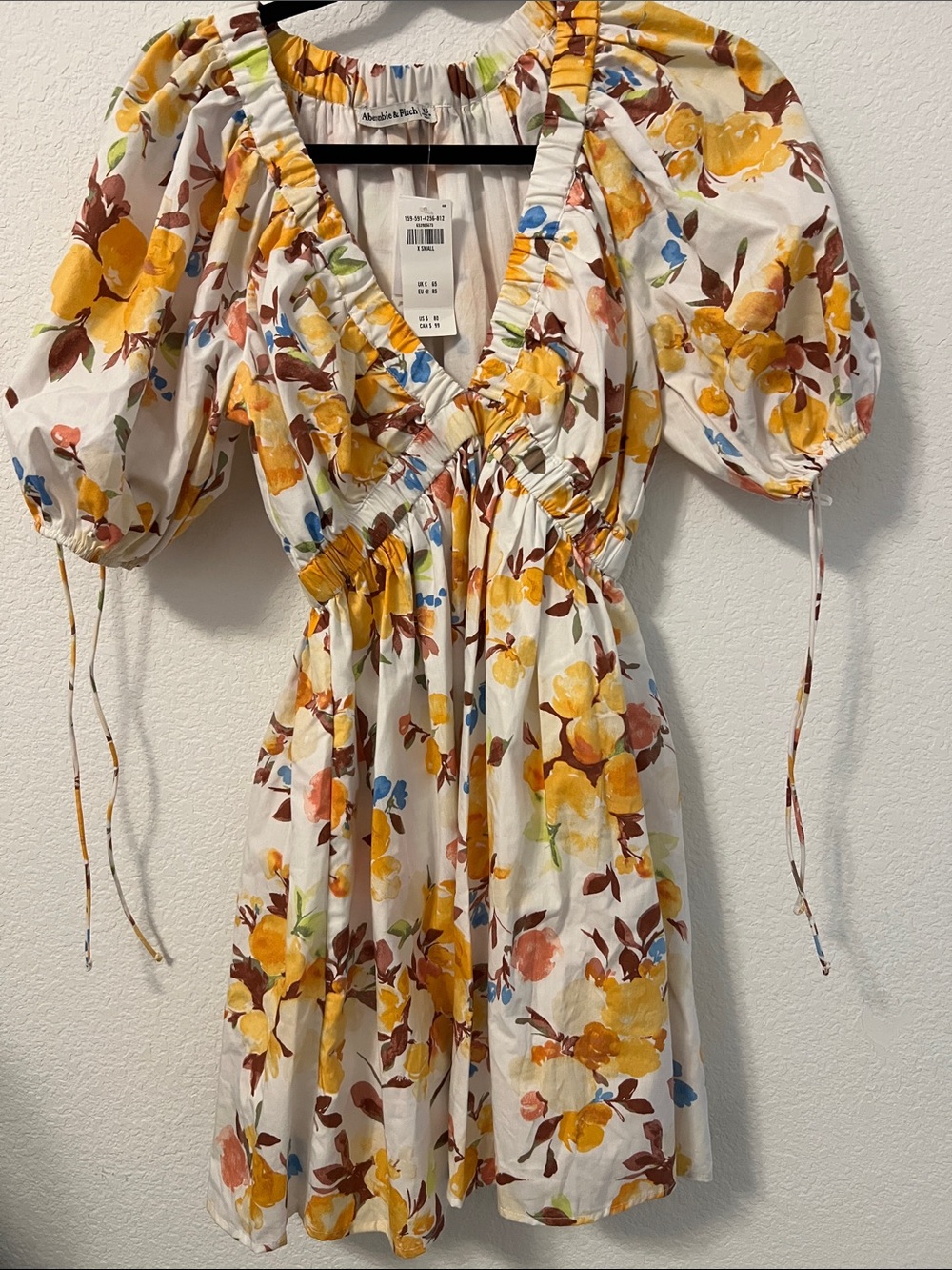 Abercrombie Emerson Poplin Puff Sleeve Mini Dress NWT XS Floral